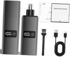 Ear and Nose Hair Trimmer,Gifts for Men,Professional PainlessFacial Hair Black