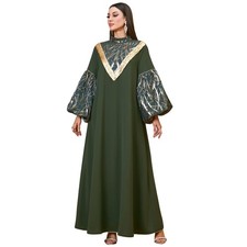 Elegant Women Abaya Muslim Long Dress Sequins Kaftan Dubai Evening Gown Islamic