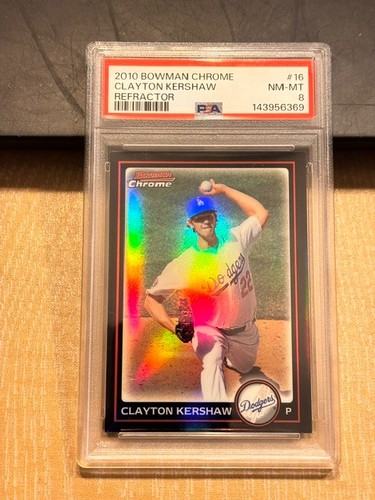 2010 Bowman Chrome Clayton Kershaw Refractor Dodgers #16 PSA 8 NM-Mint