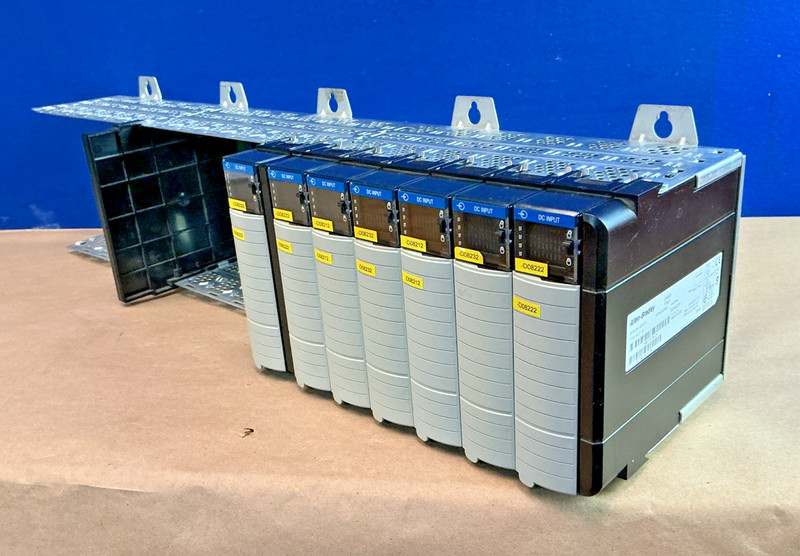Lot of 7 Allen Bradley  1756-IB32 DC Input Module with 1756-A17  17-Slot Rack