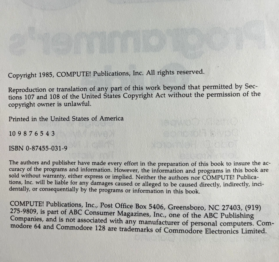 Compute!'s 128 Programmer's Guide Editors of Compute! Books Publication 1984 - Image 4 of 4