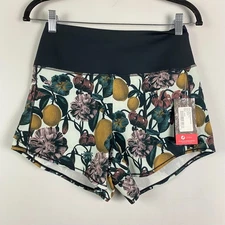 Oiselle Run High Rise Roga Shorts Size 4 Floral Print Pull On Multicolor