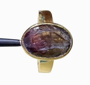 Authentic Natural Tourmaline Gemstone 6.53 Grm 925 Silver Gold Plated Ring SZ Men's 10 US