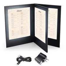 WeChef LED Backlit Menu Holder Cover Folding Panel 4 View Fits 8"x11" Paper Club
