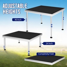 4x4ft Portable Stage Height Adjust Riser 24" -40" Platform Modular System Stage