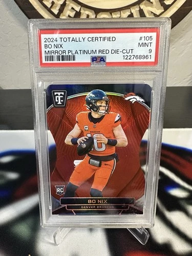 2024 Panini Totally Certified - Rookies Bo Nix #105 Mirror Red /175 (RC) PSA 9