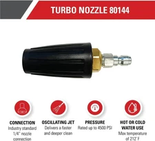 4500PSI Universal Turbo High Pressure Washer Nozzle 1/4" Quick Connect Cold-Hot