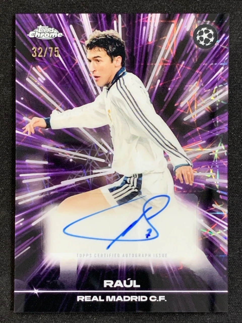 2025-26 Chrome UCC Black Lazer Purple Refractor Raul #BLA-RA Refractor /75