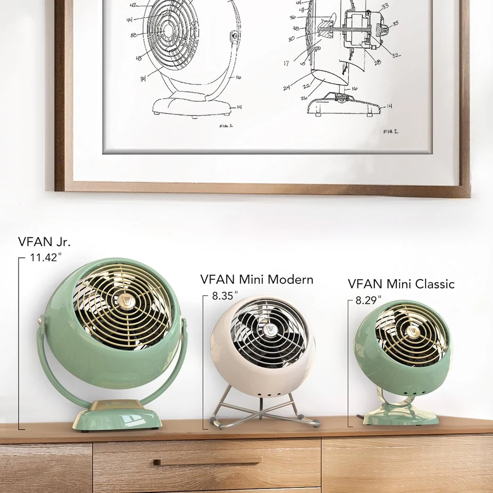 Ventilador de Escritorio Estilo Retro, Inclinación Ajustable, Silencioso, Verde Foto 4 de 4