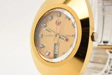 Vintage RADO Diastar 636.0013.3 Gold Day/Date Automatic QZ Men's Watch JAPAN