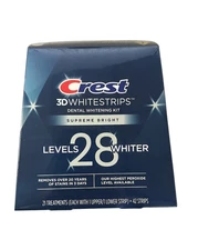 CREST 3D Levels 28 SUPREME Bright, Teeth Whitening Strip Kit 42 strips EXP 03/26