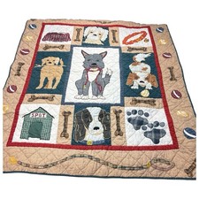 Patch Magic Quilt Blanket Dog Theme Country Cabin Plaid Cotton 54 x 47 Bedding
