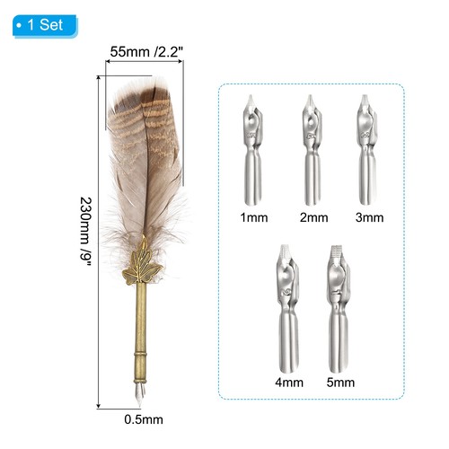 Plume, 9,3 Pouces, en Plume 5 Pointes pour Écrire Signature Marron/Jaune - Bild 2 von 5