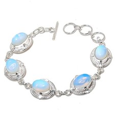 Milky Opalite Gemstone Handmade 925 Sterling Silver Jewelry Bracelet Size 7-8"