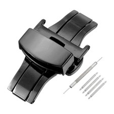 Stainless Steel Deployment Clasp 20mm Butterfly Folding Buckle Black