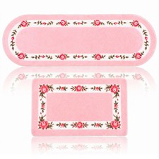 2 Pcs Pink Flowers Bathroom Rugs Set for Bedroom Living Room