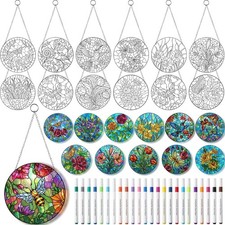 36 Piece Stained Glass Flower Suncatcher Painting Crafts Kit Art Supplies Set
