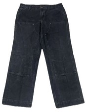 Vintage Women  s Carhartt Double Knee Carpenter Cotton Duck Black Pants 12 Reg