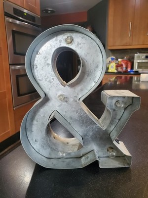 Silver Ampersand/& LED Metal Marquee Light Letter Sign (8-Inch, Battery...