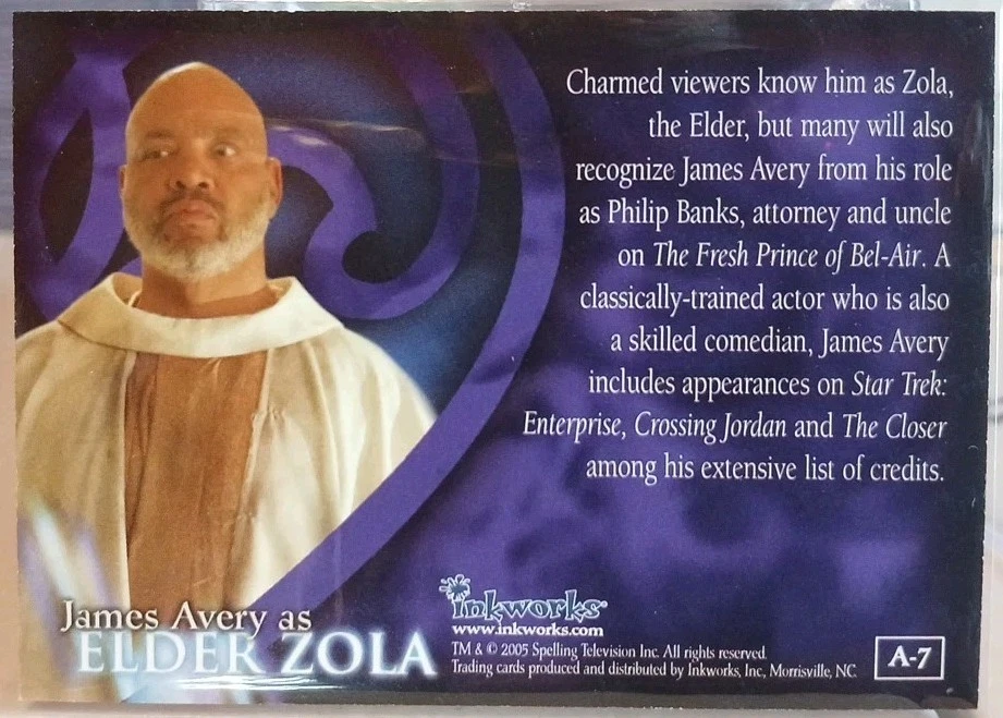 Charmed Conversations James Avery Autograph A7 as Elder Zola 2005 (Uncle Phil)  - Image 2 of 2