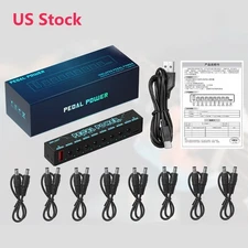 Power Supply 8 Isolated Outputs DC 9V & Audio Cable Guitar Effect Pedal Board US