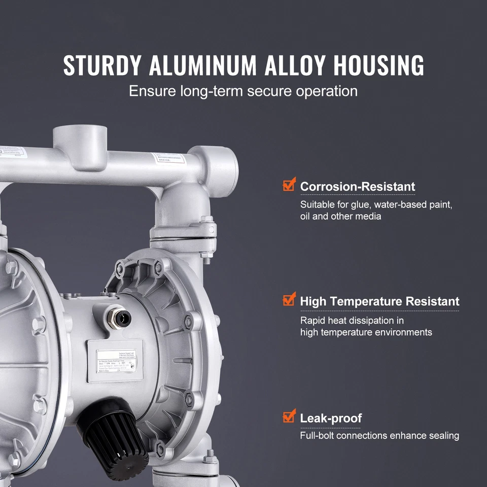 Bomba de doble diafragma accionada por aire 44 GPM Max 115 PSI Bomba de aceite residual de aire Foto 2 de 4