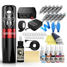 Tattoo Kit, Gun Kit Tattoo Machine Kit with Tattoo Gun 11 Tattoo Inks 10 Tattoo