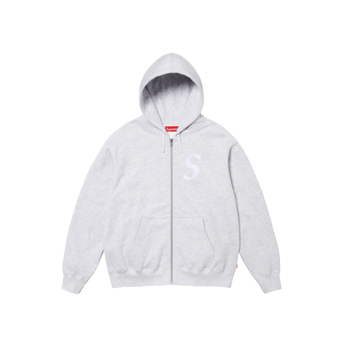 Sweat à capuche zippé avec logo Supreme S gris cendre   24FW