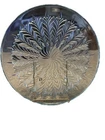 VTG Jeannette Feather Pattern Serving Platter Azure Blue Glass 14” Large 1950’s