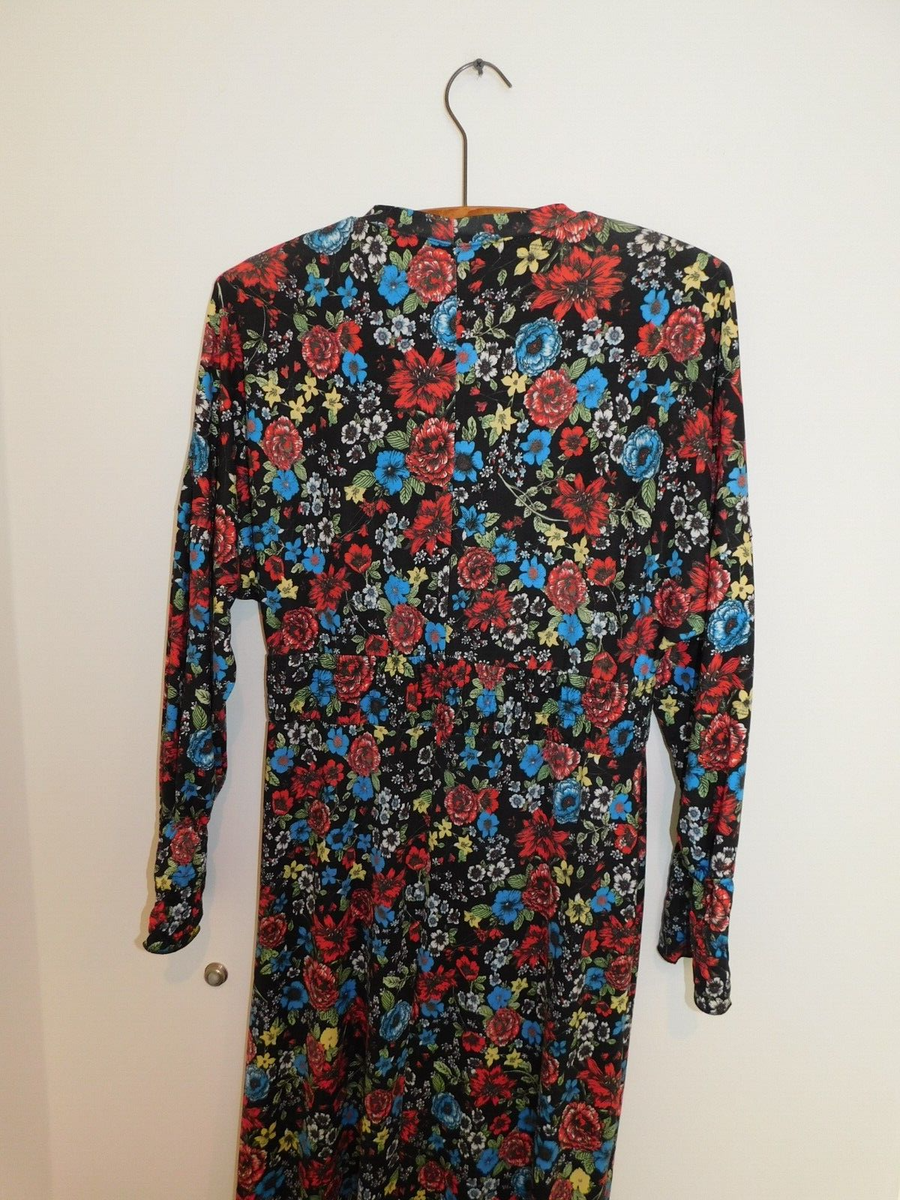 asos boho maxi dress ASOS Boho Maxi Dress 0 Stretch Waist Black Floral Long Sleeve