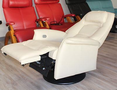 Fjords Stockholm Swing Relaxer Power Electric Recliner Chair - AL Latte Leather