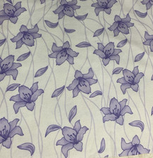 1 Yard Rare Excellent Purple Lillies on White Flannel Fabric 45"