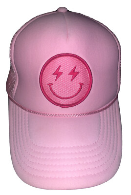 Otto Smiley Face Trucker Hat Cap Adjustable Pink One Size | eBay