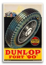 Dunlop Tires 1930 Automobile Tire Vintage Style Poster - 16x24