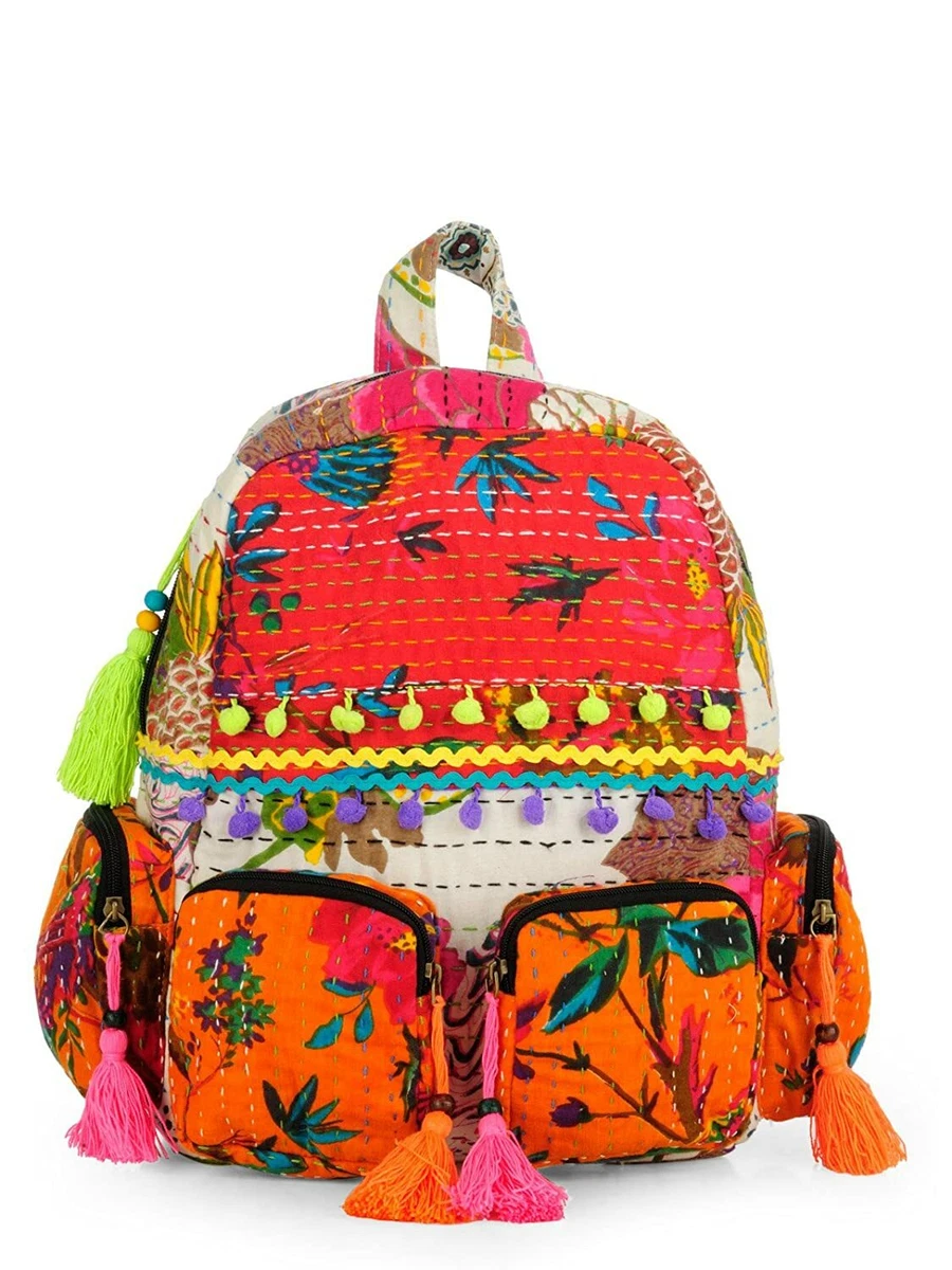 Multicolor Kantha Tela Ni a Mochila Escuela Universidad Oficina
