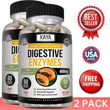 (2 Pack) Digestive Enzymes w/ Prebiotic & Probiotics, Gas, Constipation & Bloat