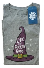 Life Is Good SS Shirt Crusher Tee WICKED GOOD HAT Witch Halloween Chest44 Mens M