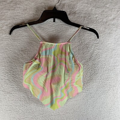 Roxy Tropics Hype Cropped Bikini Top Women's Large Multicolor Ambrosia Swimwear