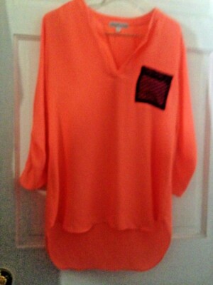 MOA MOA Teen SHIRT JUNIOR SIZE SMALL TANGERINE ORANGE SHEER