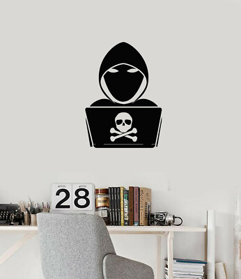 Vinyl Wall Decal Hacker Cyber Security Laptop Computer Art Stickers (ig5924)
