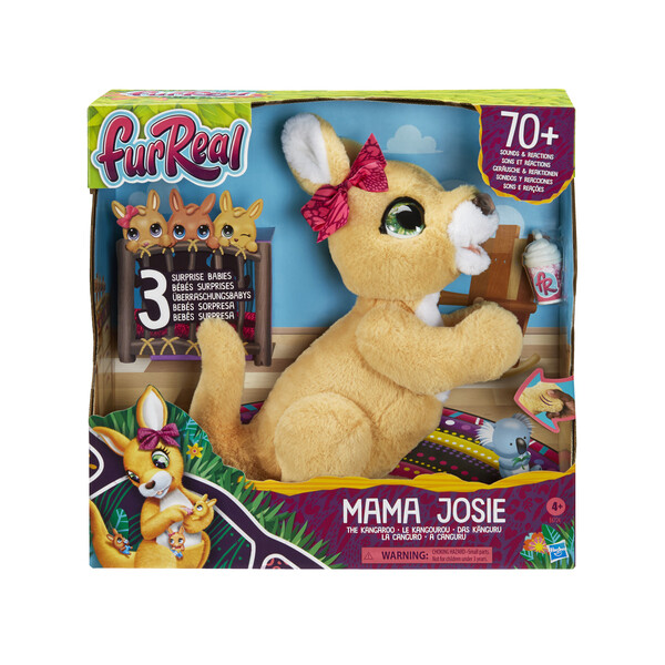 Mama Josie Furreal Friends Hasbro kangourou interactif avec bébés surprises rose