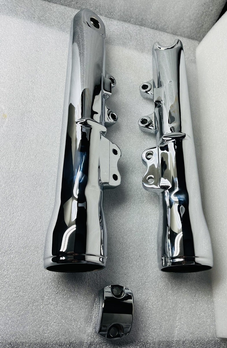 HARLEY DUAL DISC CUSTOM CHROME FORK LEGS FAT BOB FXDF