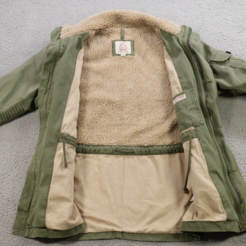 Abrigo Lucky Brand Hombre Pequeño Verde Northridge Parka Cremallera Completa Militar Forrado Sherpa Foto 4 de 4