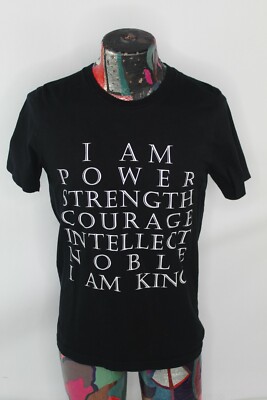 I AM POWER STRENGTH COURAGE INTELLECT NOBLE I AM KING BLACK TSHIRT MEDIUM