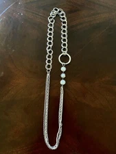 36” long silver tone chain necklace with 3 Fresh whater pearls 