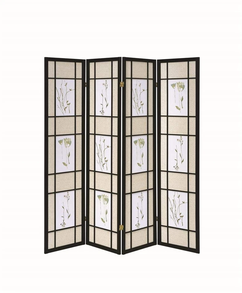 Coaster Furniture 4-Panel Folding Screen with Floral Motif Multicolor 4407 - Image 3 of 4
