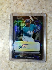 2021 Taylor Trammell /10 Panini Chronicles Obsidian Electric Etch Yellow Auto 