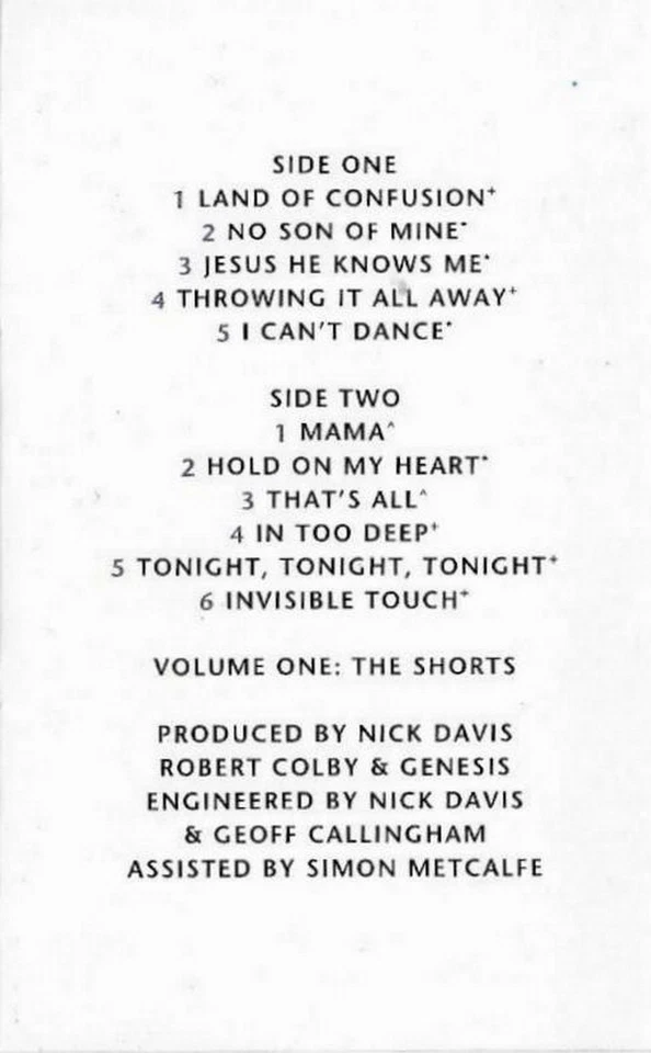 GENESIS LIVE THE WAY WE WALK VOL 1 SHORTS CASSETTE ALBUM POP ROCK PROG ROCK  - Image 3 of 4