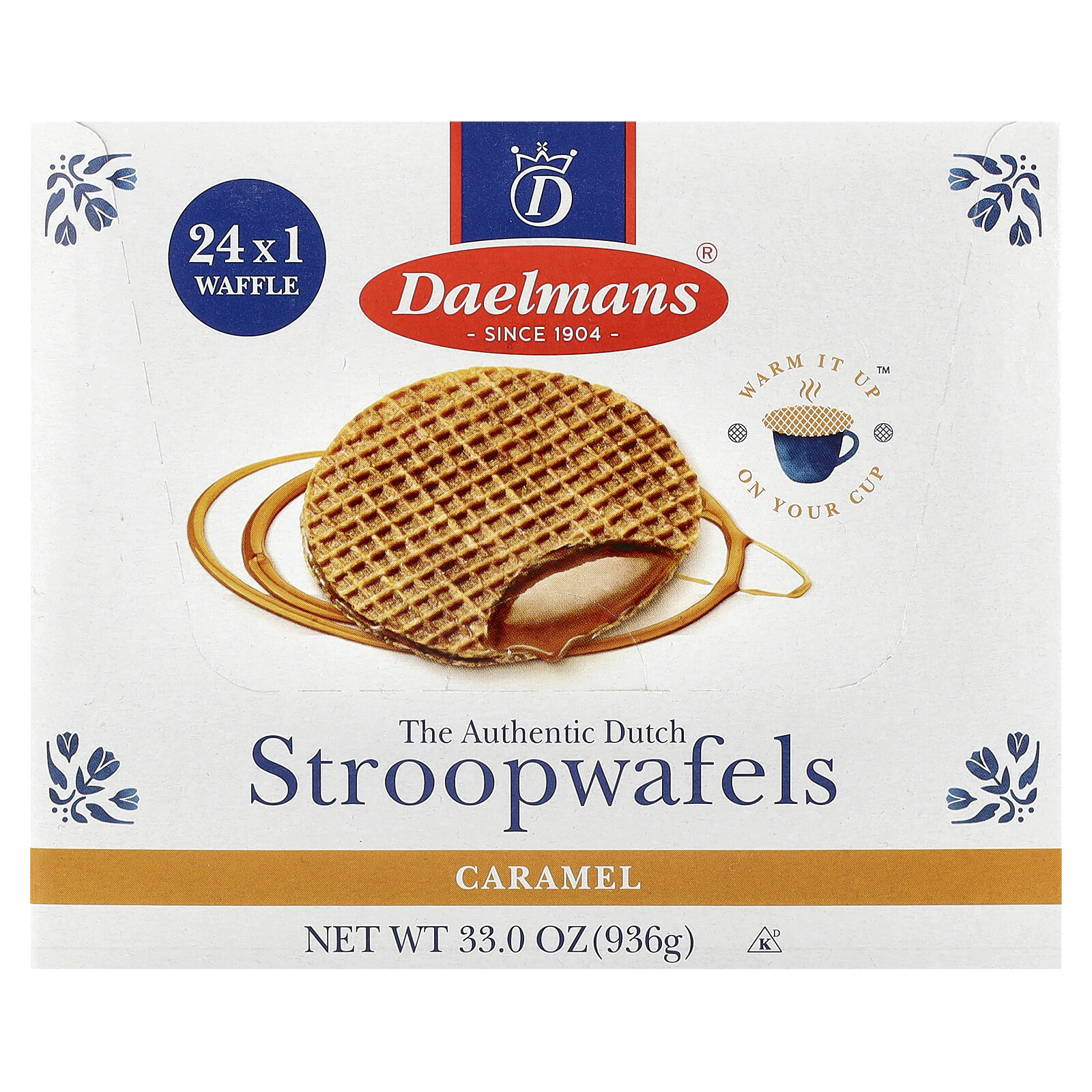 Daelmans, Stroopwafels, карамель, 24 вафли по 1,38 унции (39 г) каждая