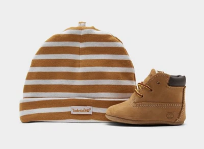 Timberland Infant Crib Booties Pack with Beanie Wheat Nubuck 9589R Size 2C 3C 4C